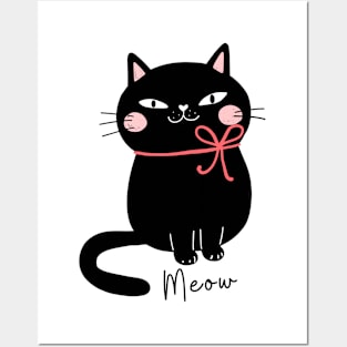 Cute Black cat Posters and Art